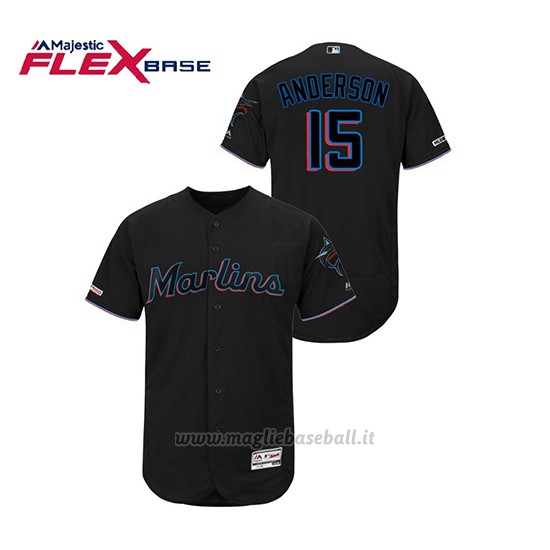 Maglia Baseball Uomo Miami Marlins Brian Anderson 150th Aniversario Patch 2019 Flex Base Nero